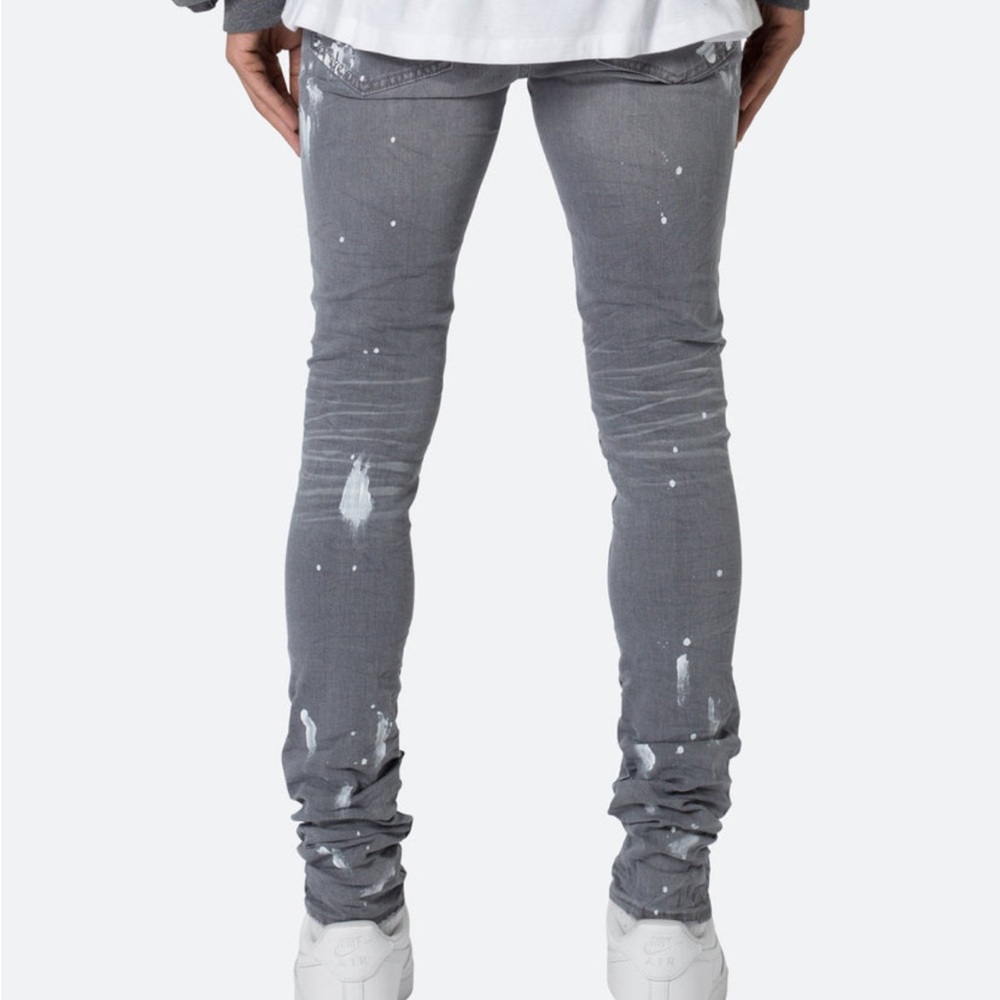 MNML Gray Paint-Splatter Skinny Jeans